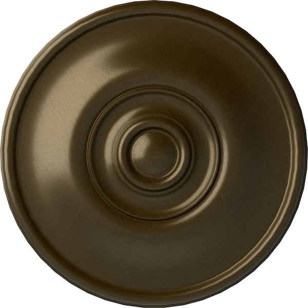 Ekena Millwork Jefferson Ceiling Medallion (Fits Canopies up to 2 7/8"), Hand-Painted Brass, 11 3/4"OD x 3/8"P CM12JEBRS - main